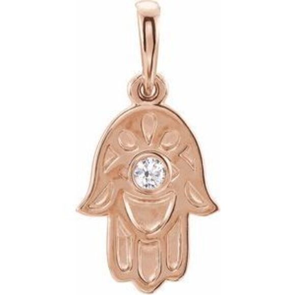 Kazi Luxury 14K Rose Gold .03 CTW Natural Diamond Hamsa Pendant